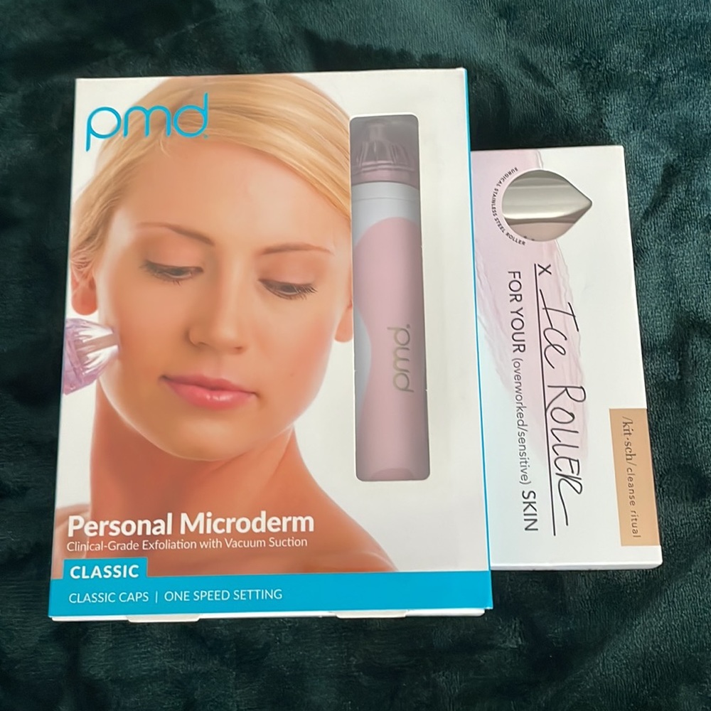 PMD Personal Microderm Classic in Blush Pink & Kit.sch Ice Roller